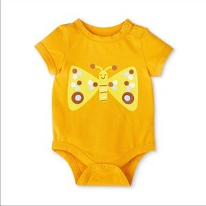 Baby Butterfly Print Shoulder Button Short Sleeve Bodysuit